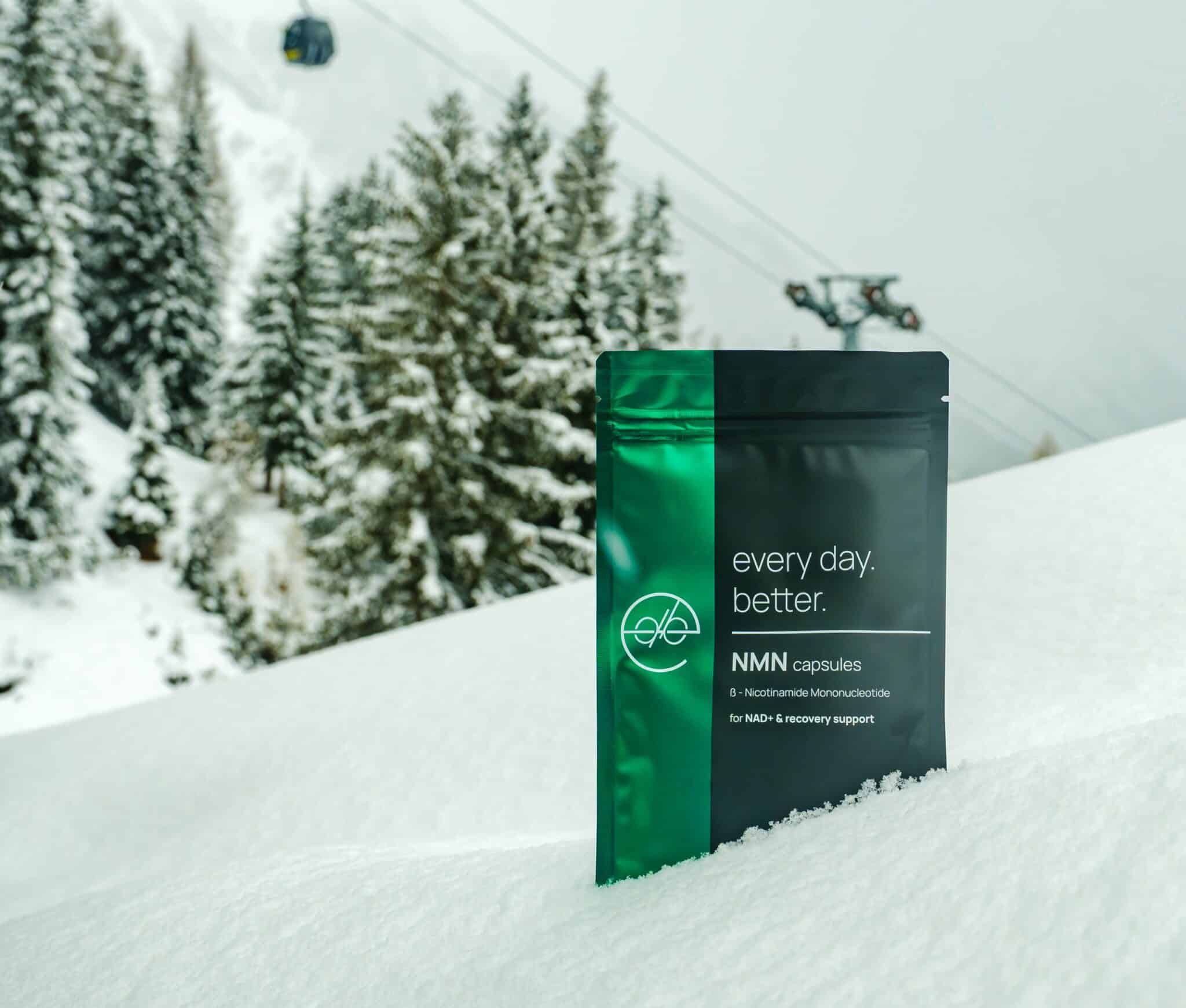 NMN capsules in the snow
