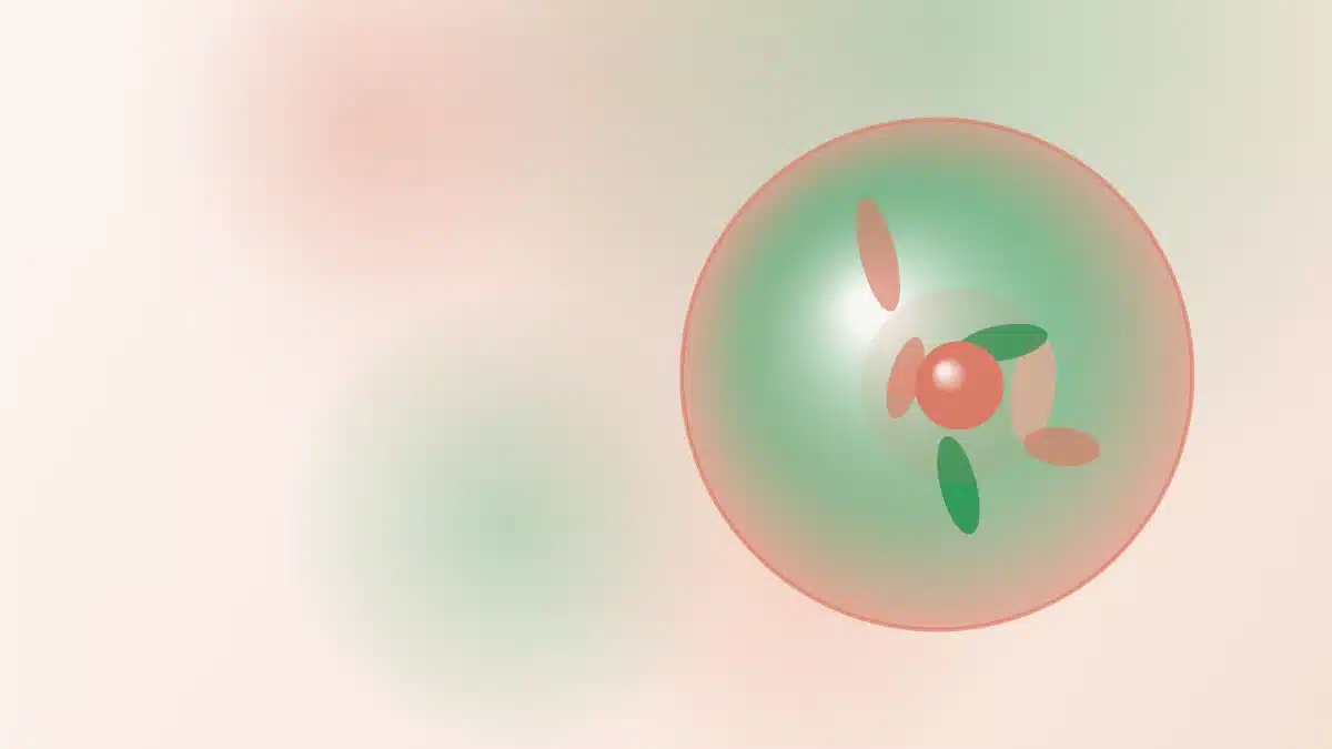 Abstract illustration of a cell with mitochondria – for the article: NMN and cellular aging: what animal research shows about egg quality